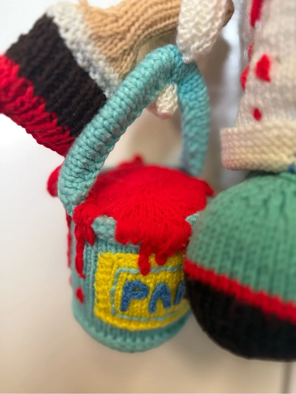 Handmade Knit Clown Doll - great details.  Classroom or nursery decor.